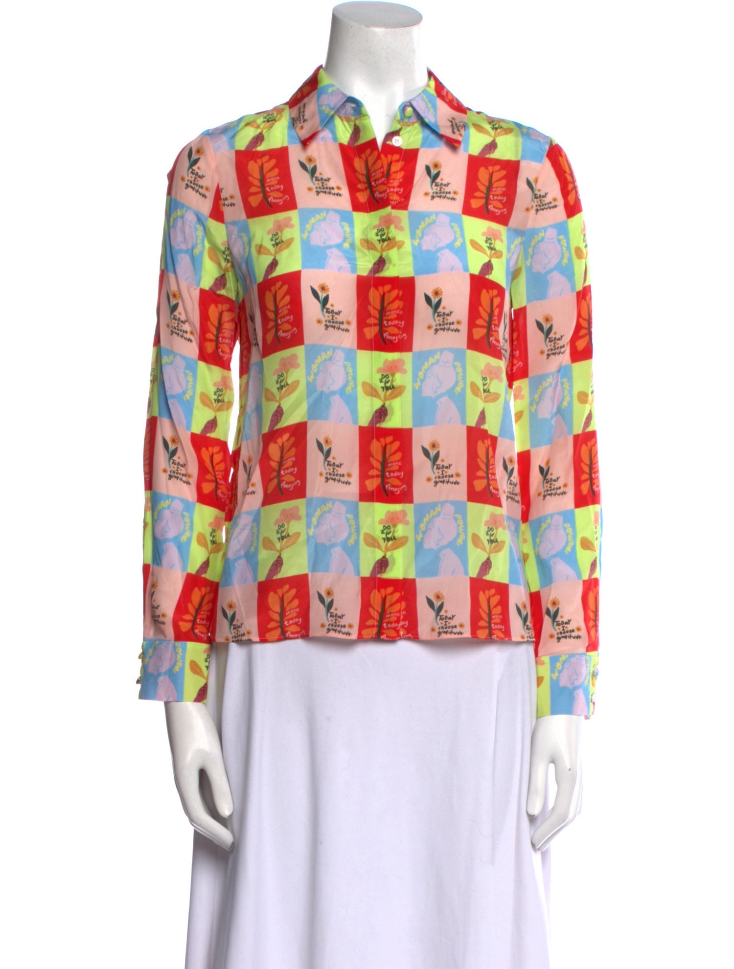 Alice + Olivia Silk Printed Button-Up Top w/ Tags