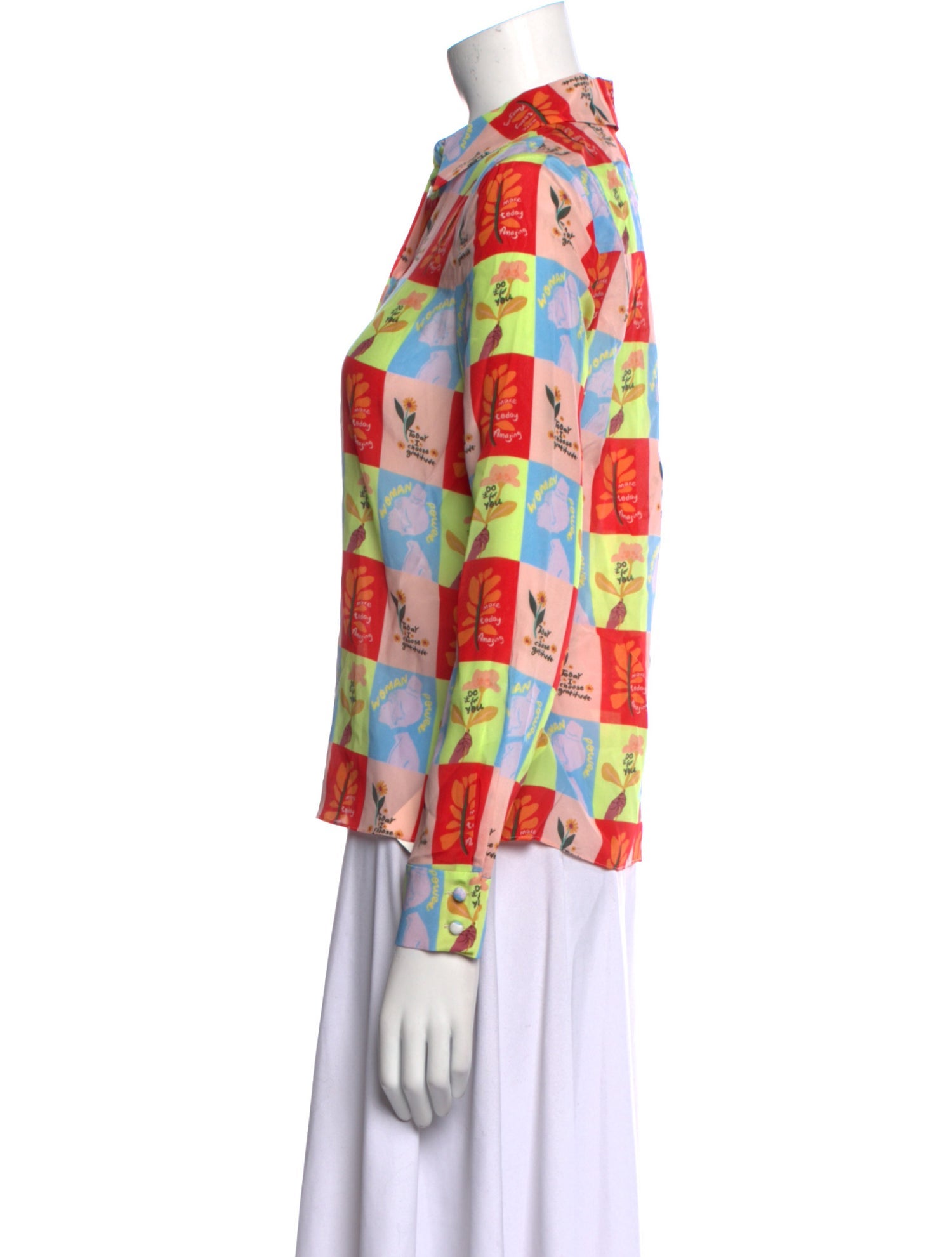 Alice + Olivia Silk Printed Button-Up Top w/ Tags