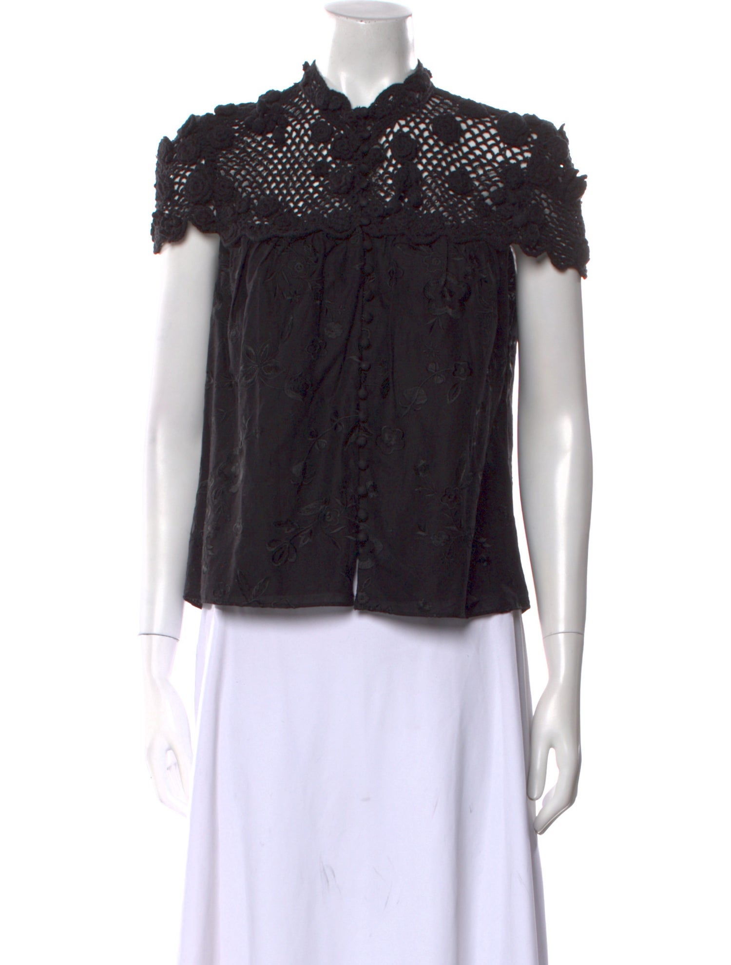 Alice + Olivia Mock Neck Short Sleeve Top