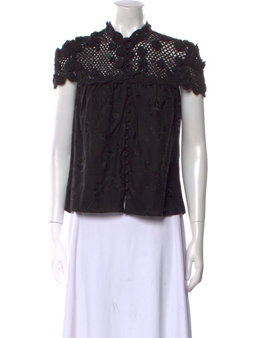 Alice + Olivia Mock Neck Short Sleeve Top