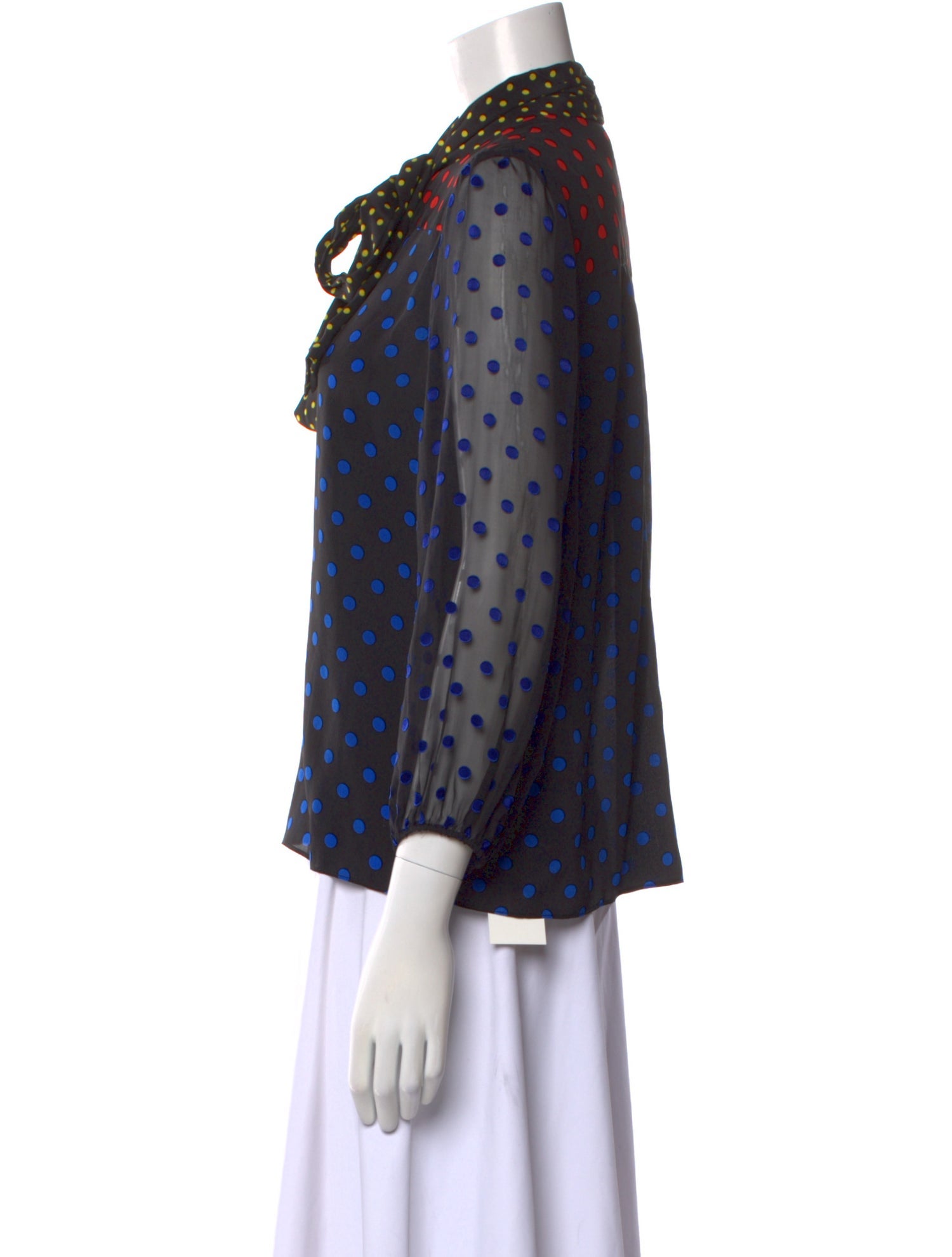 Alice + Olivia Silk Polka Dot Print Button-Up Top