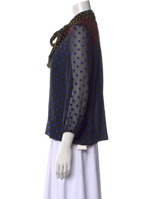 Alice + Olivia Silk Polka Dot Print Button-Up Top