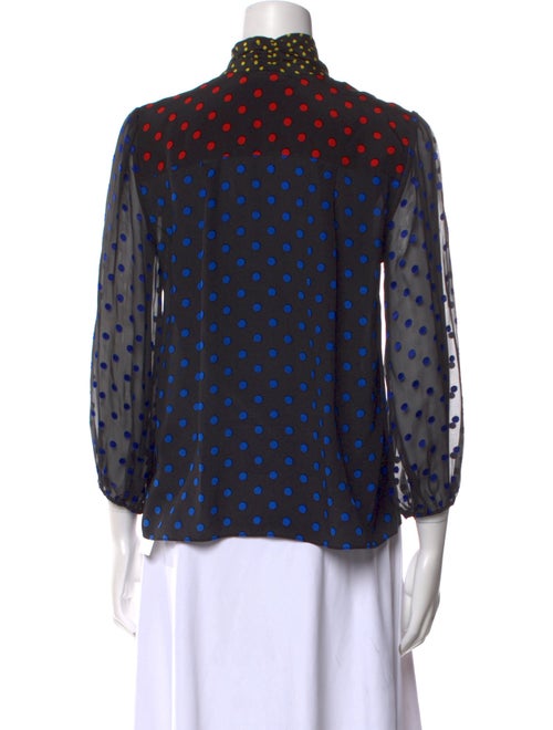 Alice + Olivia Silk Polka Dot Print Button-Up Top