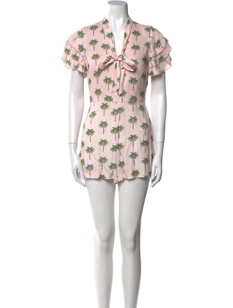 Alice + Olivia Floral Print V-Neck Romper
