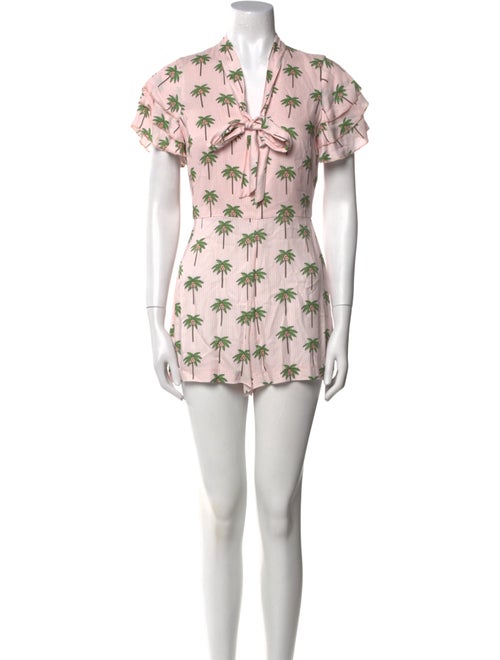 Alice + Olivia Floral Print V-Neck Romper