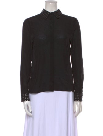 Alice + Olivia Silk Long Sleeve Button-Up Top
