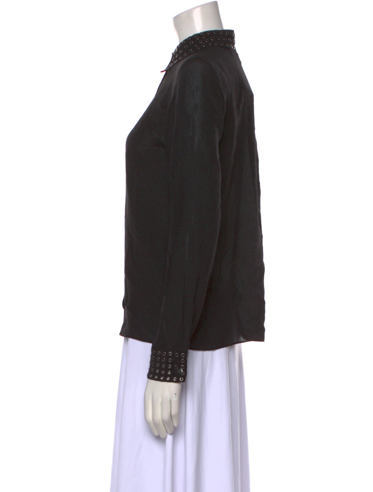 Alice + Olivia Silk Long Sleeve Button-Up Top