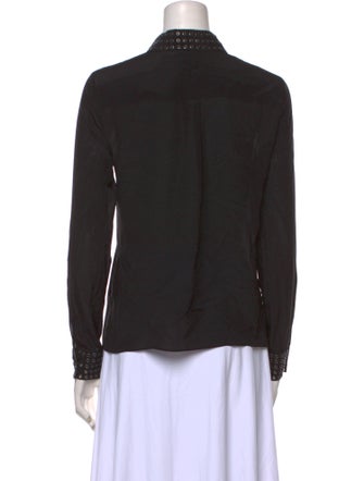 Alice + Olivia Silk Long Sleeve Button-Up Top