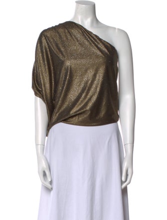 Alice + Olivia One-Shoulder Short Sleeve Crop Top