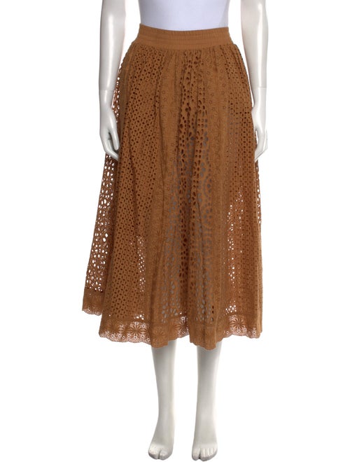 Alice + Olivia Eyelet Trim Midi Length Skirt
