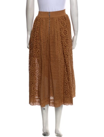 Alice + Olivia Eyelet Trim Midi Length Skirt