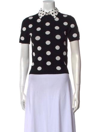 Alice + Olivia Polka Dot Print Mock Neck Crop Top