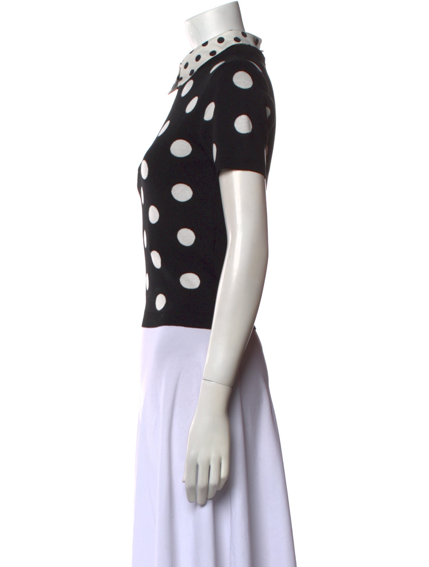 Alice + Olivia Polka Dot Print Mock Neck Crop Top