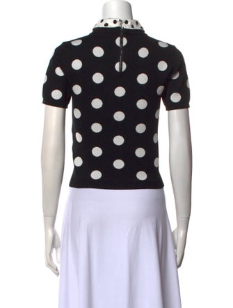 Alice + Olivia Polka Dot Print Mock Neck Crop Top
