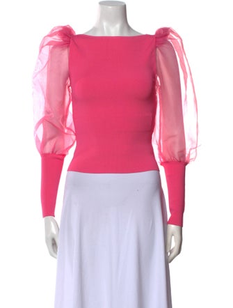 Alice + Olivia Bateau Neckline Long Sleeve Crop Top