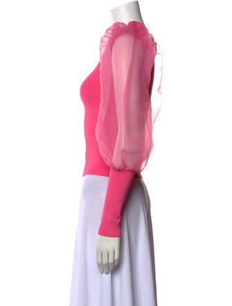 Alice + Olivia Bateau Neckline Long Sleeve Crop Top