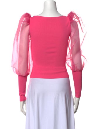 Alice + Olivia Bateau Neckline Long Sleeve Crop Top