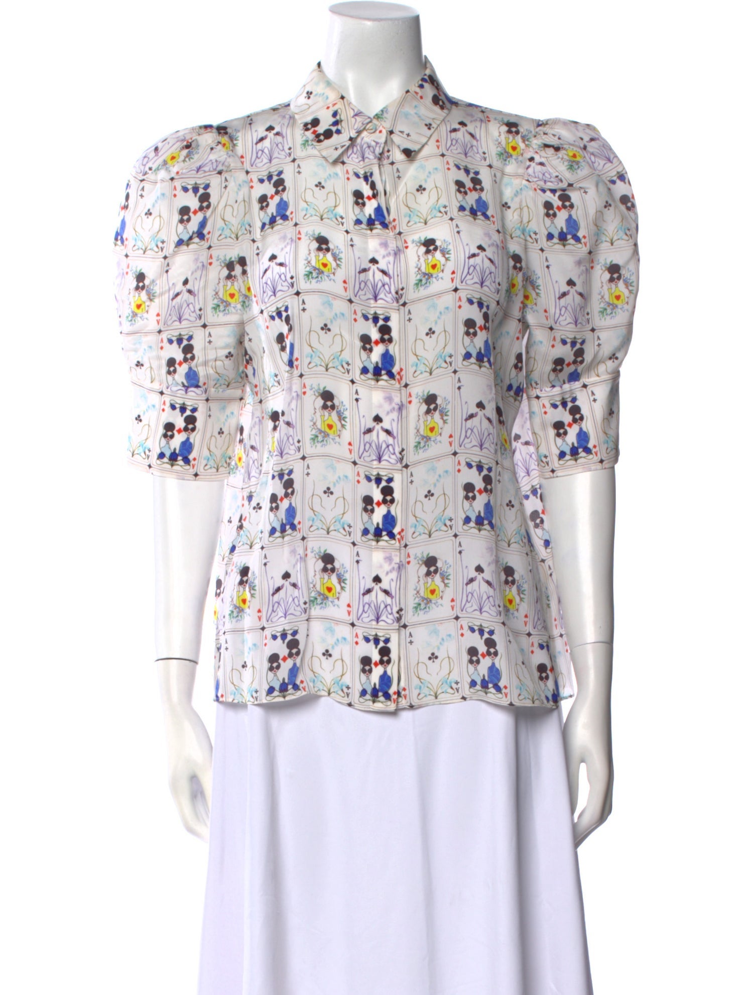 Alice + Olivia Silk Floral Print Button-Up Top