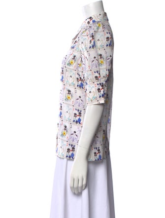 Alice + Olivia Silk Floral Print Button-Up Top