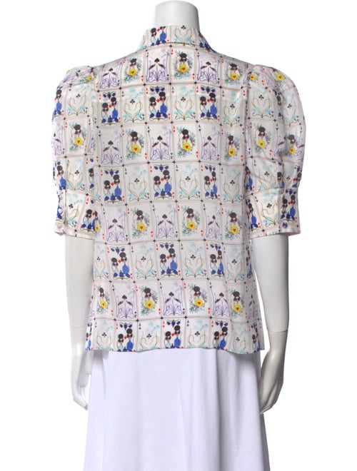 Alice + Olivia Silk Floral Print Button-Up Top