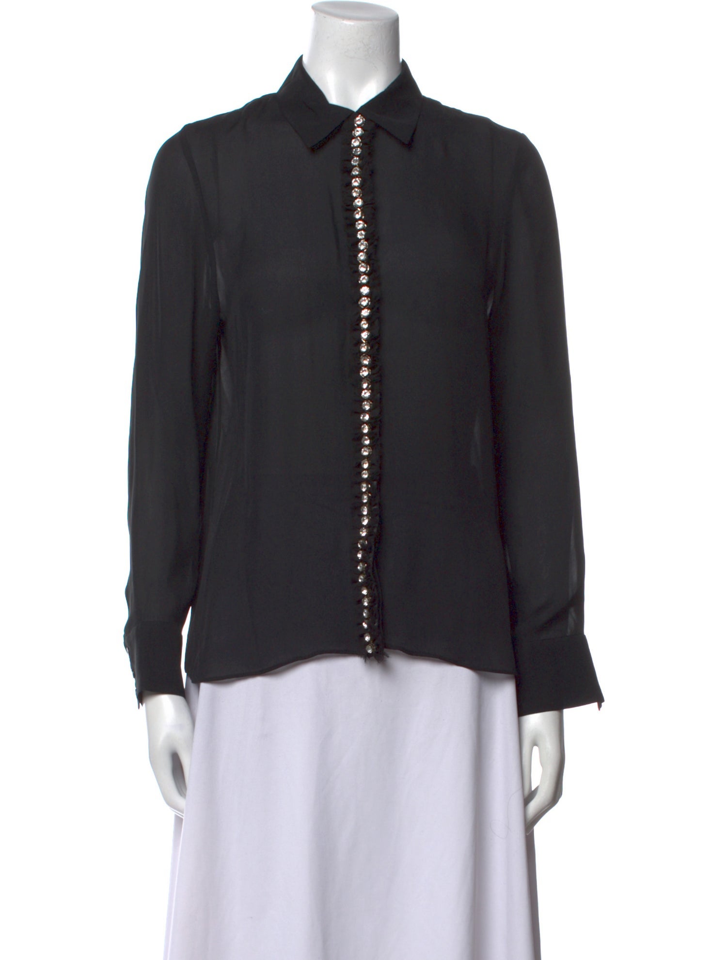 Alice + Olivia Silk Long Sleeve Button-Up Top