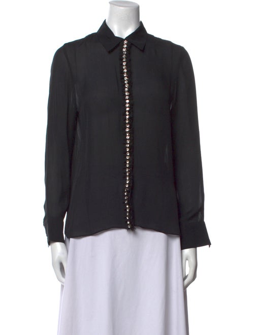 Alice + Olivia Silk Long Sleeve Button-Up Top