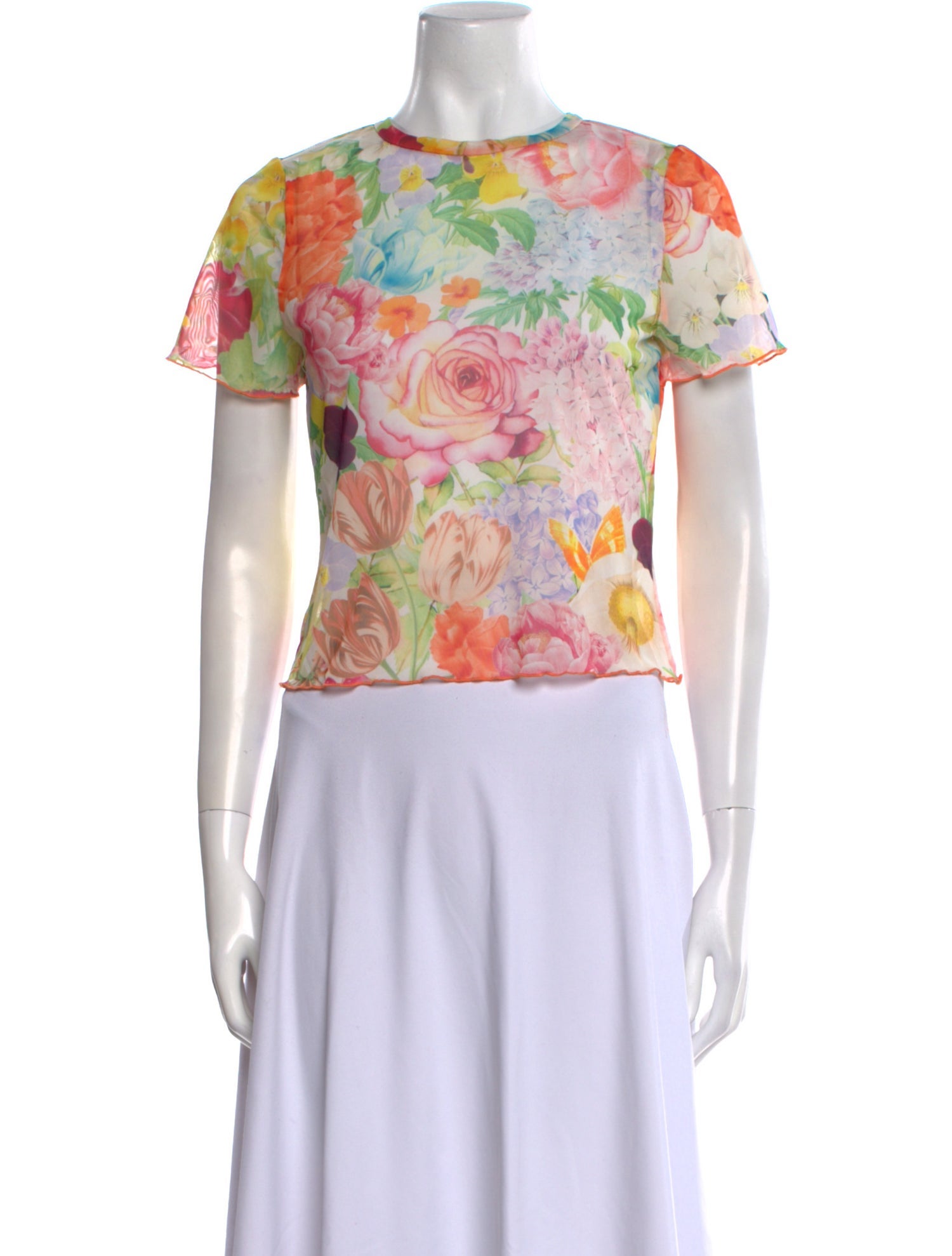 Alice + Olivia Nylon Floral Print T-Shirt
