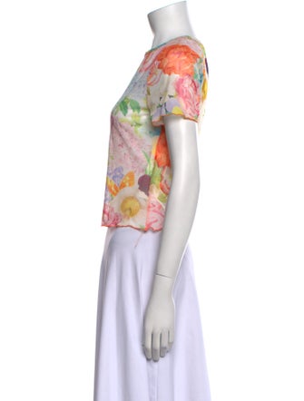 Alice + Olivia Nylon Floral Print T-Shirt