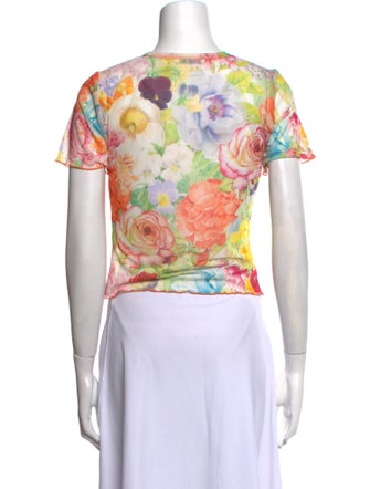 Alice + Olivia Nylon Floral Print T-Shirt