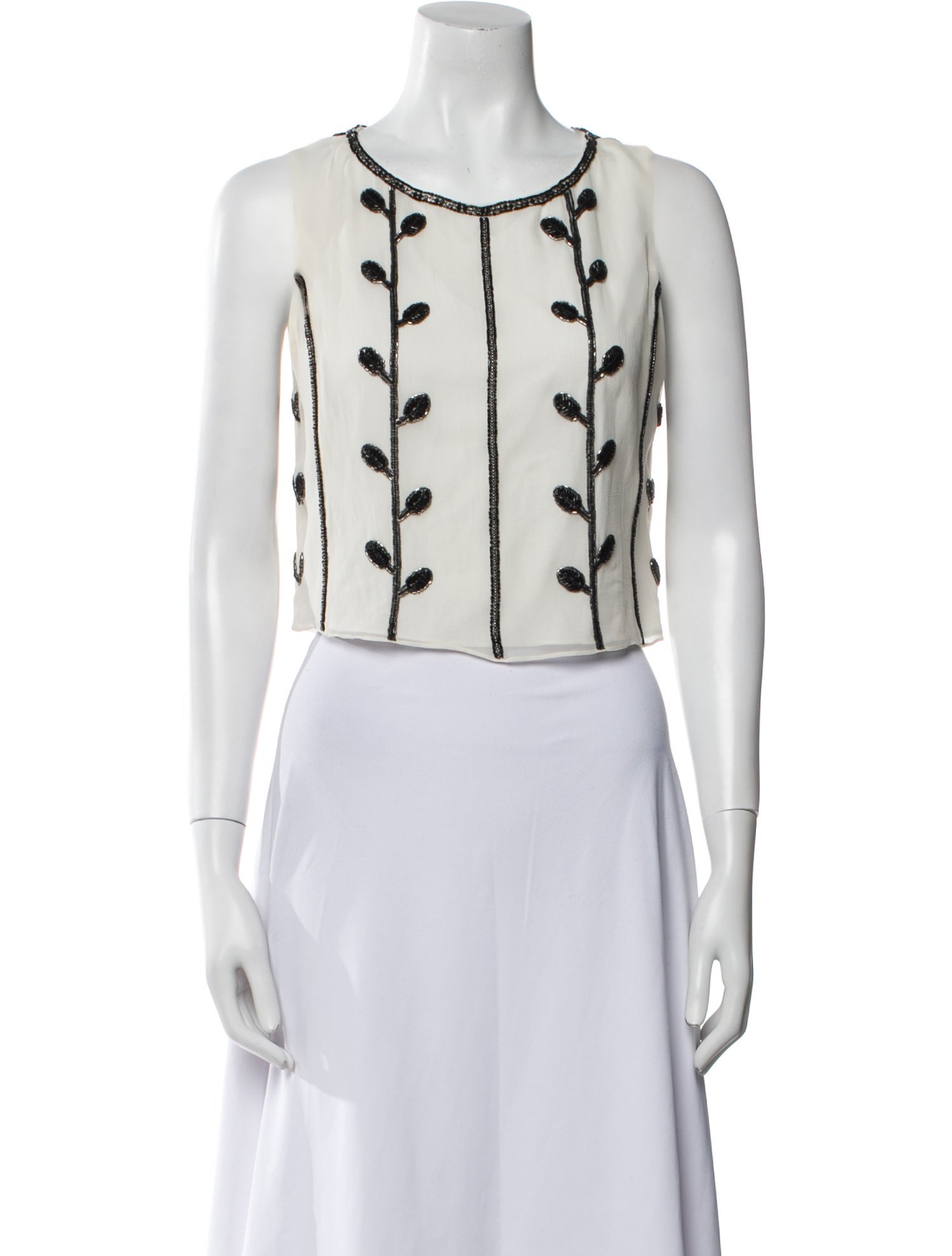 Alice + Olivia Silk Patterned Crop Top