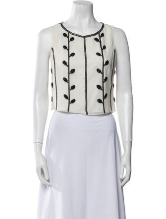 Alice + Olivia Silk Patterned Crop Top