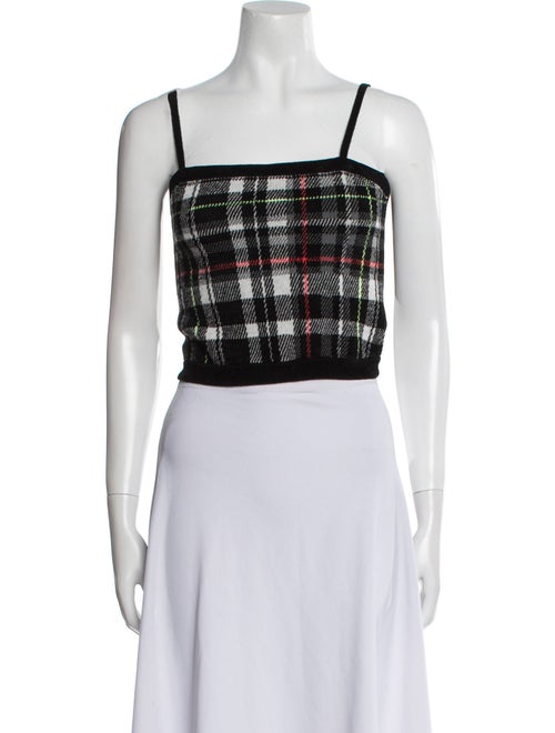 Alice + Olivia Plaid Print Square Neckline Crop Top