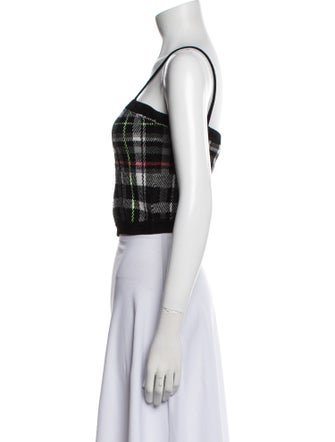 Alice + Olivia Plaid Print Square Neckline Crop Top