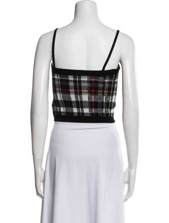 Alice + Olivia Plaid Print Square Neckline Crop Top