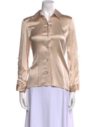 Alice + Olivia Silk Long Sleeve Button-Up Top