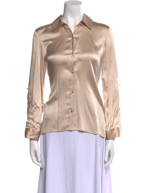 Alice + Olivia Silk Long Sleeve Button-Up Top