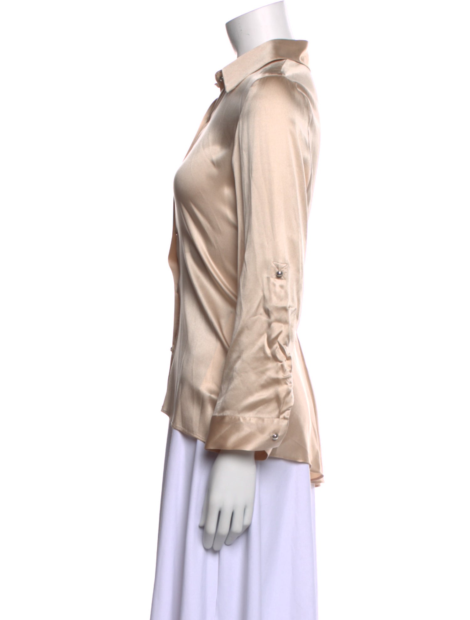 Alice + Olivia Silk Long Sleeve Button-Up Top