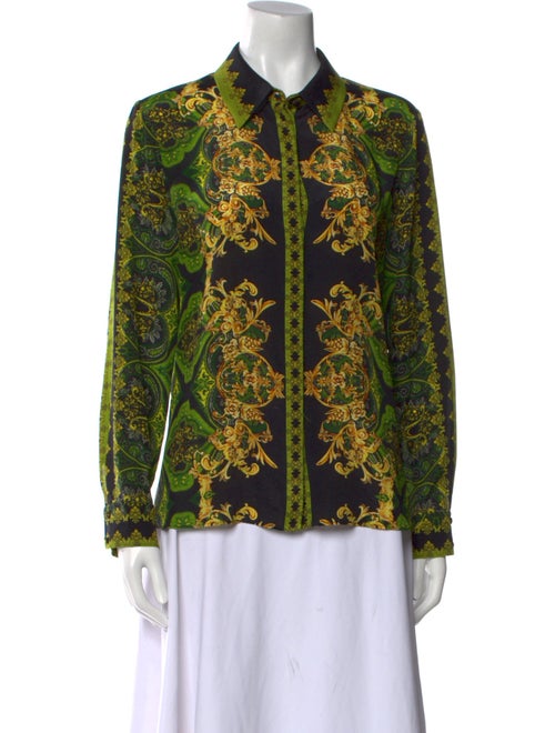 Alice + Olivia Silk Printed Button-Up Top