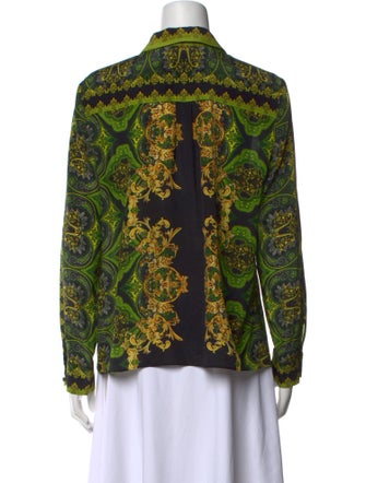 Alice + Olivia Silk Printed Button-Up Top