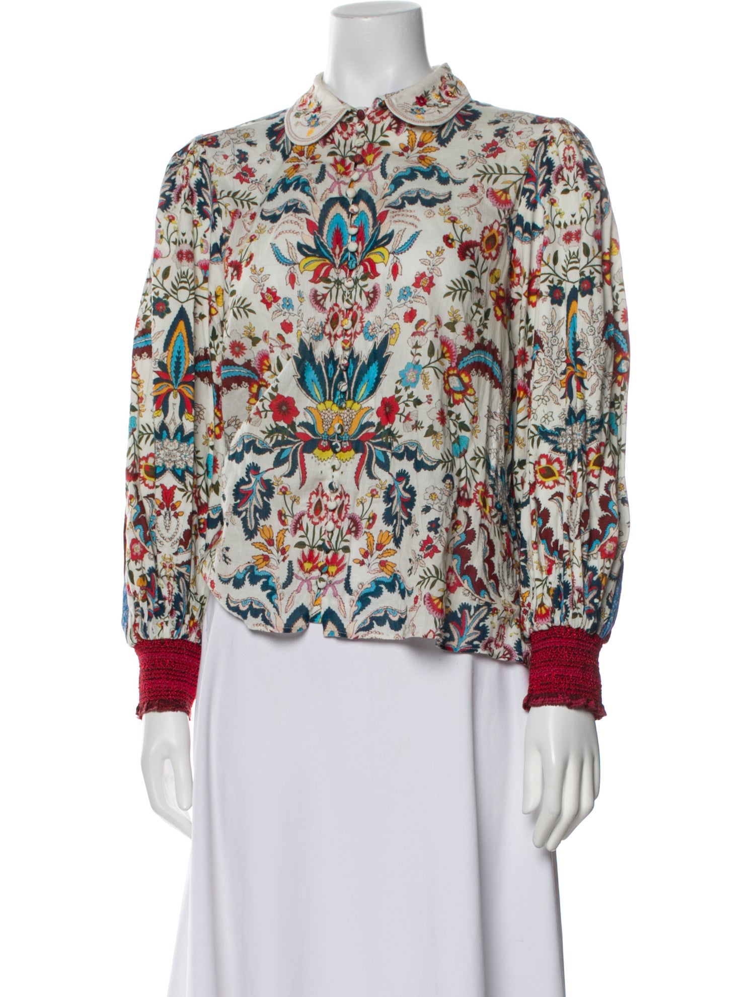 Alice + Olivia Floral Print Mock Neck Blouse