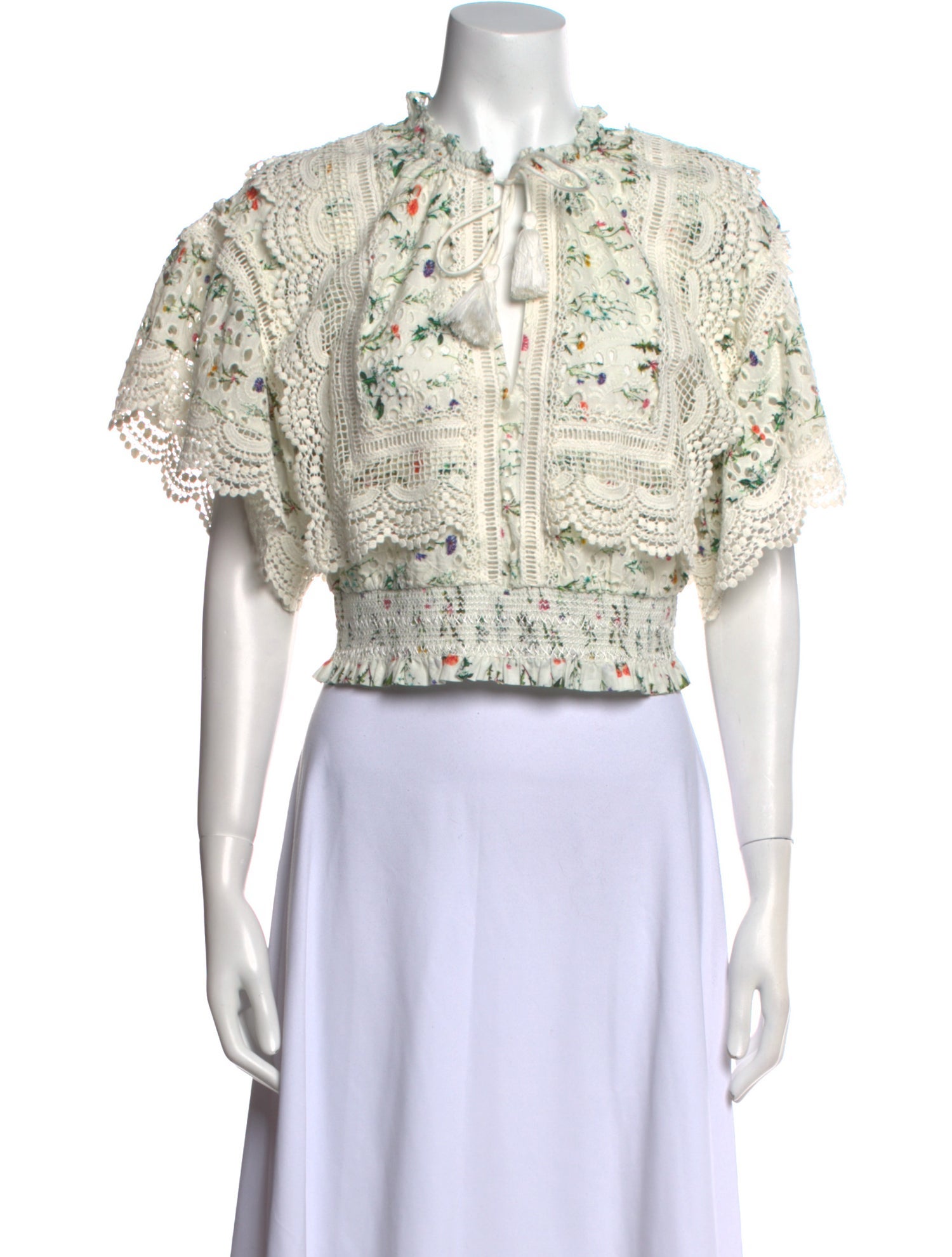 Alice + Olivia Floral Print Mock Neck Crop Top