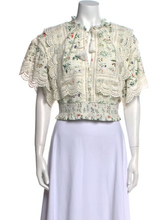 Alice + Olivia Floral Print Mock Neck Crop Top