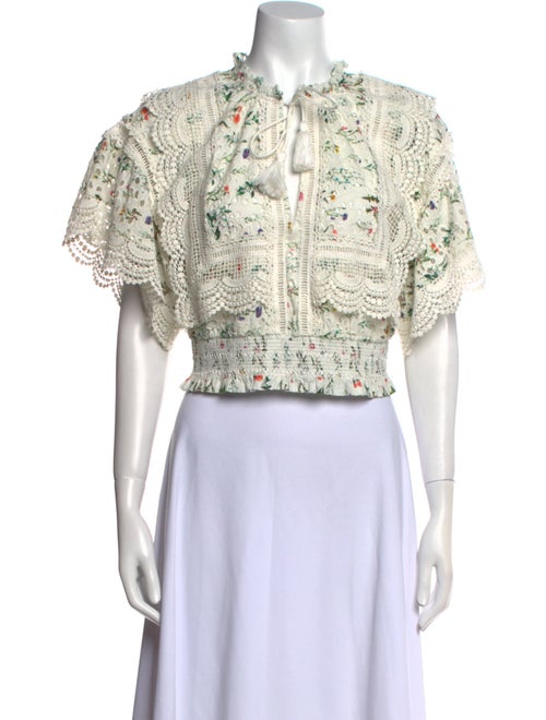 Alice + Olivia Floral Print Mock Neck Crop Top