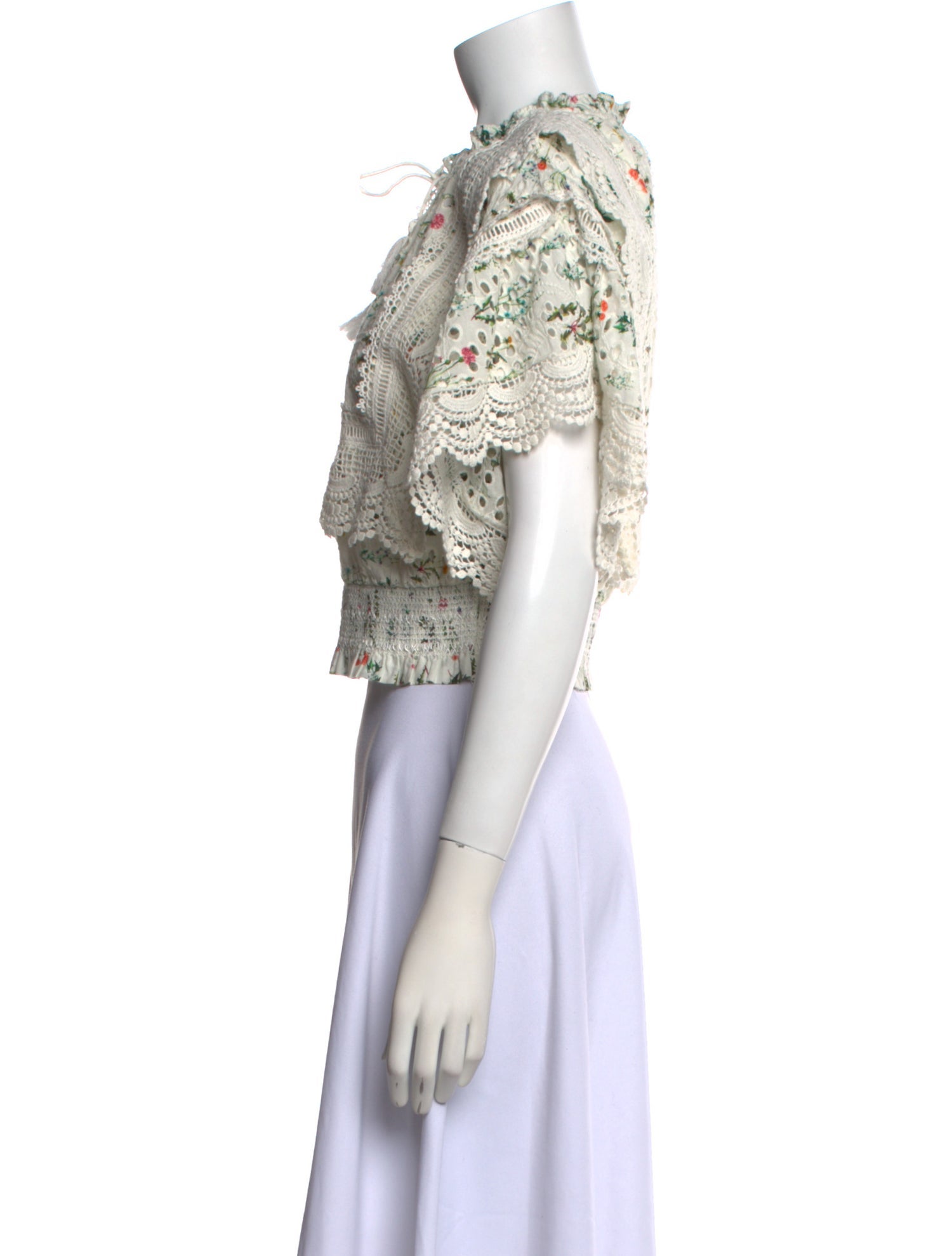 Alice + Olivia Floral Print Mock Neck Crop Top