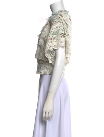 Alice + Olivia Floral Print Mock Neck Crop Top