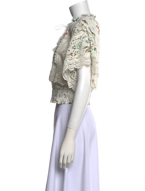 Alice + Olivia Floral Print Mock Neck Crop Top