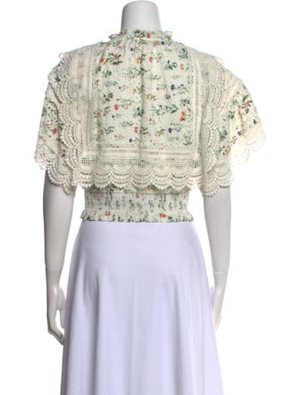 Alice + Olivia Floral Print Mock Neck Crop Top