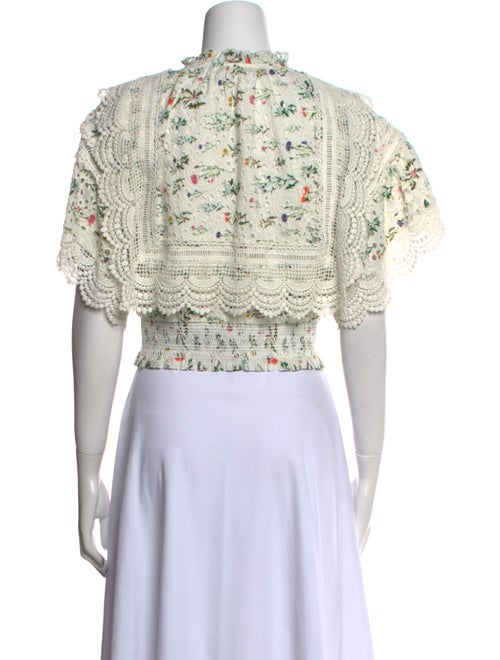 Alice + Olivia Floral Print Mock Neck Crop Top