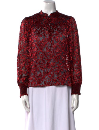 Alice + Olivia Printed Mock Neck Blouse