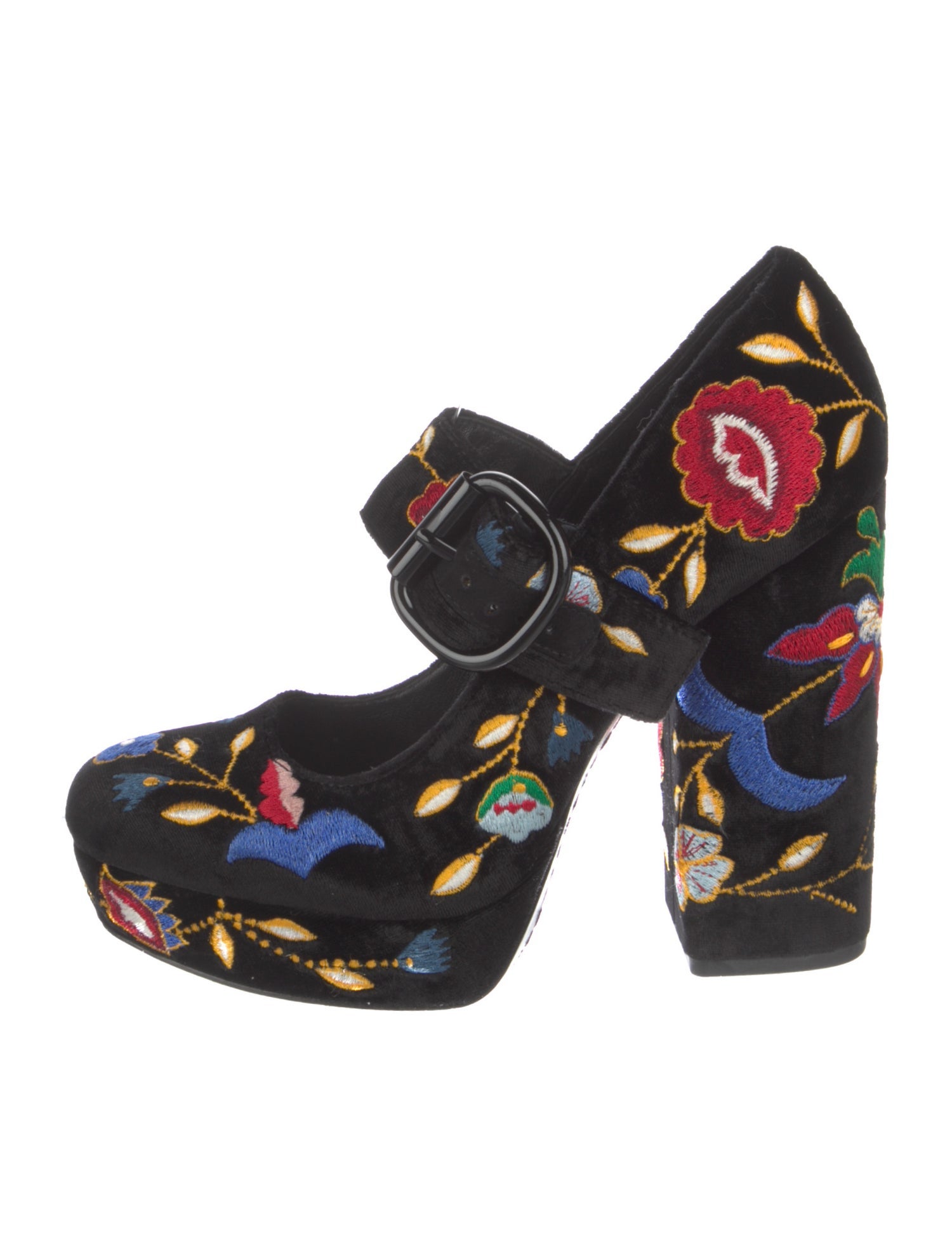 Alice + Olivia Velvet Floral Print Pumps